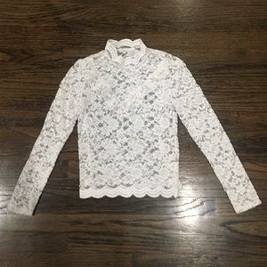 Lace White Long Sleeve Top Size XS